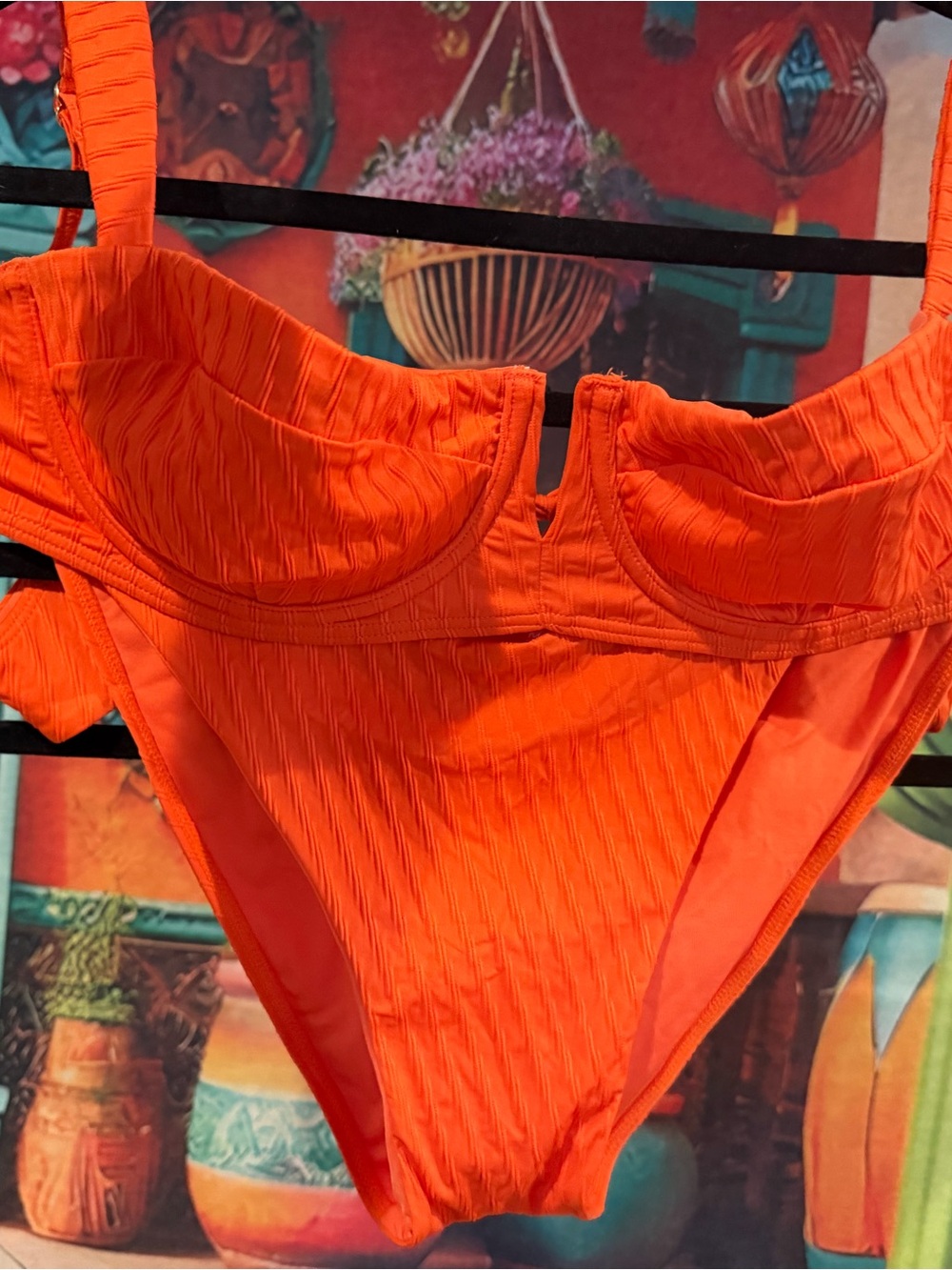 Monday Swimwear Orange Ribbed Underwire Bikini Bottom
